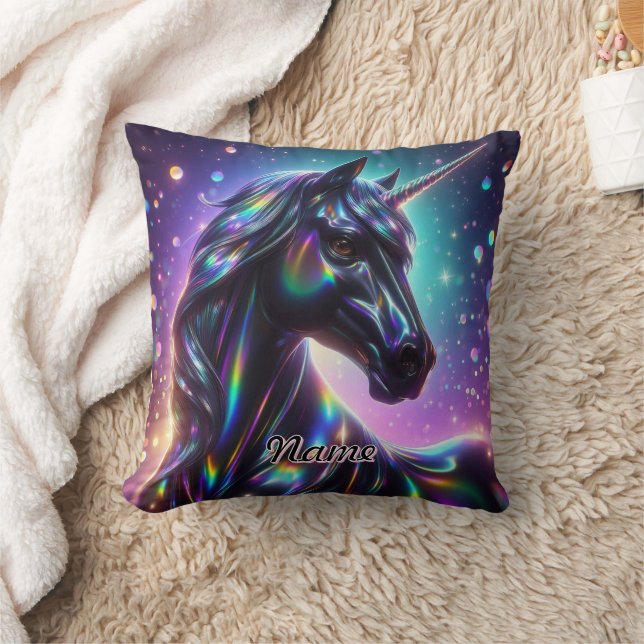 Unicorn in a Magical Sparkle Background Throw Pillow (Blanket)
