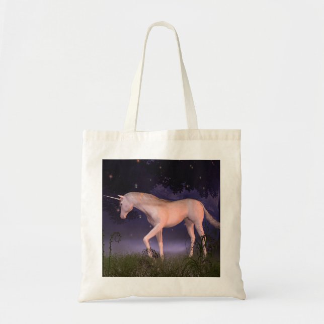Unicorn in a Misty Forest Glade Tote Bag (Front)