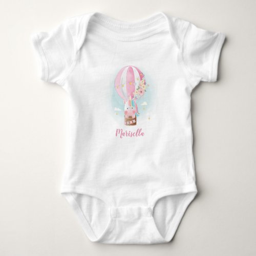 Unicorn in Balloon Name Baby Bodysuit