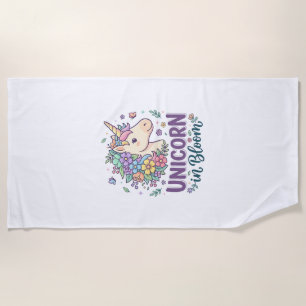 Unicorn in Bloom Bold Typography Print on Demand D Beach Towel