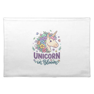 Unicorn in Bloom Bold Typography Print on Demand D Cloth Placemat