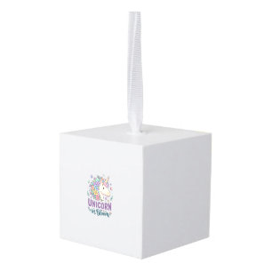 Unicorn in Bloom Bold Typography Print on Demand D Cube Ornament