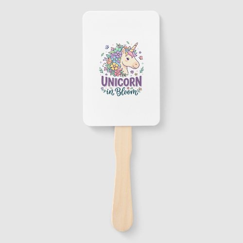 Unicorn in Bloom Bold Typography Print on Demand D Hand Fan