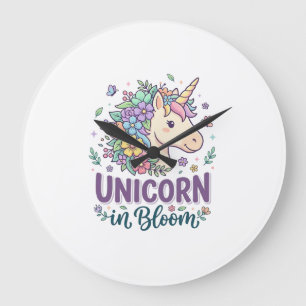 Unicorn in Bloom Bold Typography Print on Demand D Large Clock