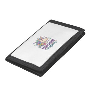 Unicorn in Bloom Bold Typography Print on Demand D Tri-fold Wallet