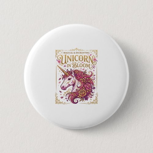 Unicorn in Bloom Stylish Zazzle Design_1 Button