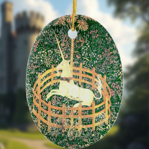 Unicorn In Captivity Ceramic Ornament