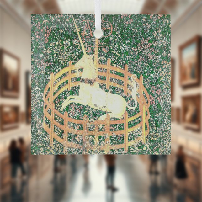 Unicorn In Captivity Glass Ornament (Creator Uploaded)