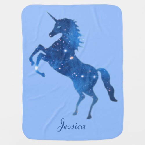 Unicorn in Deep Blue Pleiades Star Image Baby Blanket