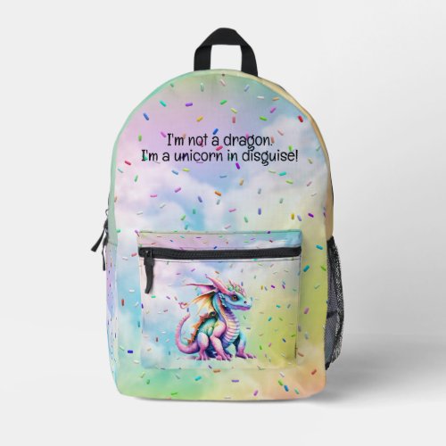 Unicorn In Disguise _ Colorful Dragon  Sprinkles Printed Backpack