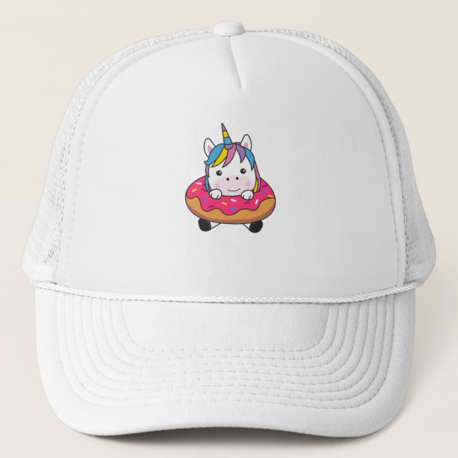 Unicorn In Donut Unicorns Are Cute Animal Girls Trucker Hat (Front)