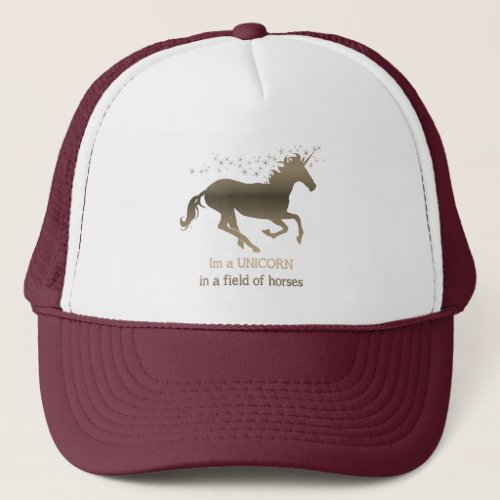 Unicorn in Field of Horses Funny Quote Saying Trucker Hat
