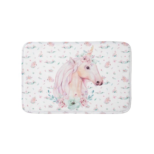Unicorn In Flower Small Bath Mat