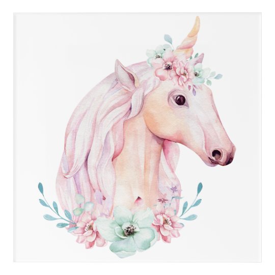 Unicorn in Flowers Design Acrylic Print