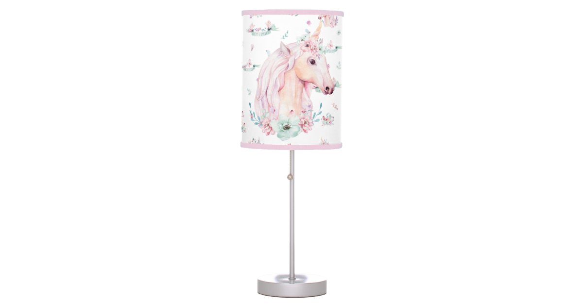 Unicorn In Flowers Graphic Table Lamp Zazzle