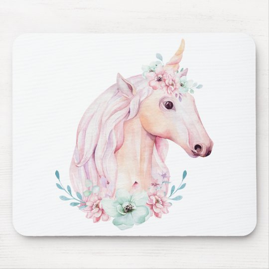Unicorn In Flowers Mouse Pad