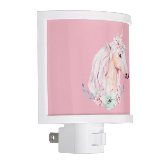 Unicorn In Flowers Pink Night Light (Right)