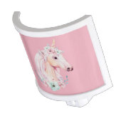 Unicorn In Flowers Pink Night Light (Angled)