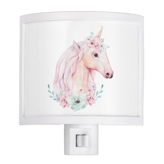 Unicorn In Flowers White Night Light