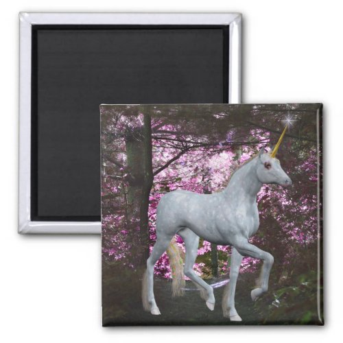 Unicorn In Forest Fantasy Magnet