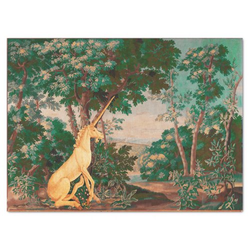 UNICORN IN GREEN WOODLAND LANDSCAPETREESGREENERY TISSUE PAPER