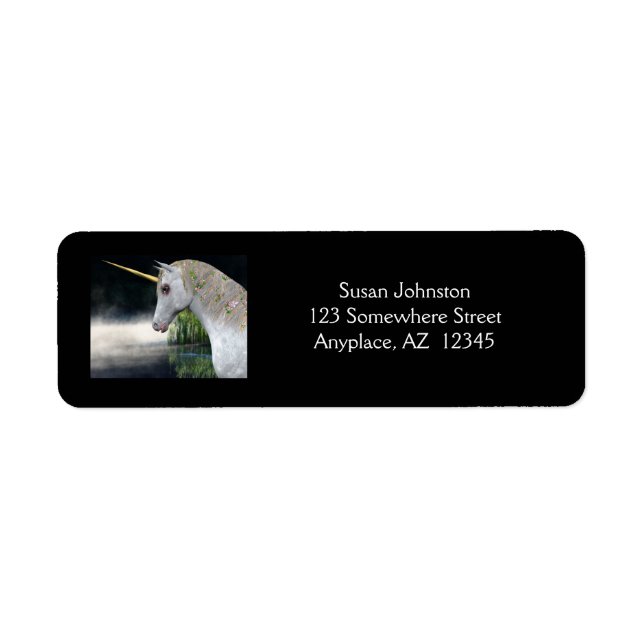 Unicorn In Mist Fantasy Address Label (Front)