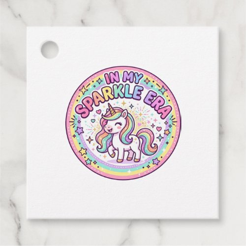 Unicorn In My Sparkle Era Funny Print on Demand De Favor Tags