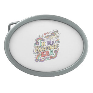 Unicorn In My Sparkle Era Kawaii Apparel Graphic_1 Belt Buckle