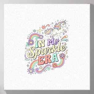 Unicorn In My Sparkle Era Kawaii Apparel Graphic_1 Canvas Photo Tile