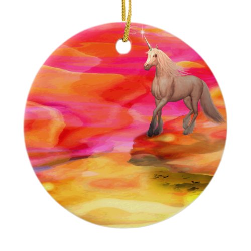 Unicorn in Painted Desert Ceramic Ornament