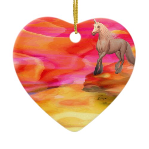 Unicorn in Painted Desert Ceramic Ornament