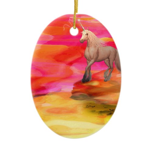 Unicorn in Painted Desert Ceramic Ornament