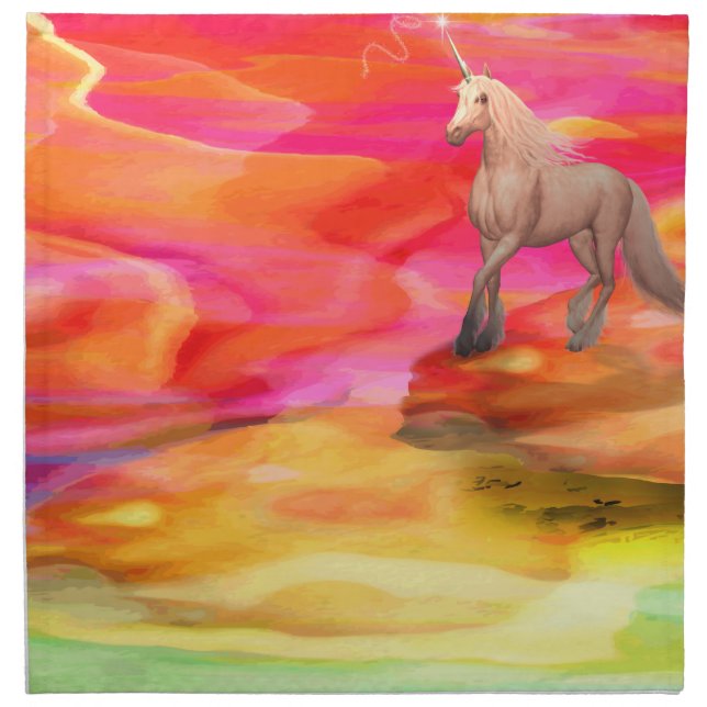 Unicorn in Painted Desert Cloth Napkin (Front)