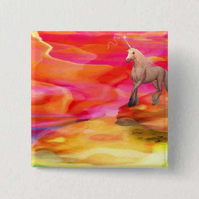 Unicorn in Painted Desert Pinback Button (Front)