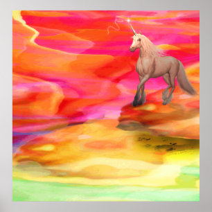 Unicorn in Painted Desert Poster
