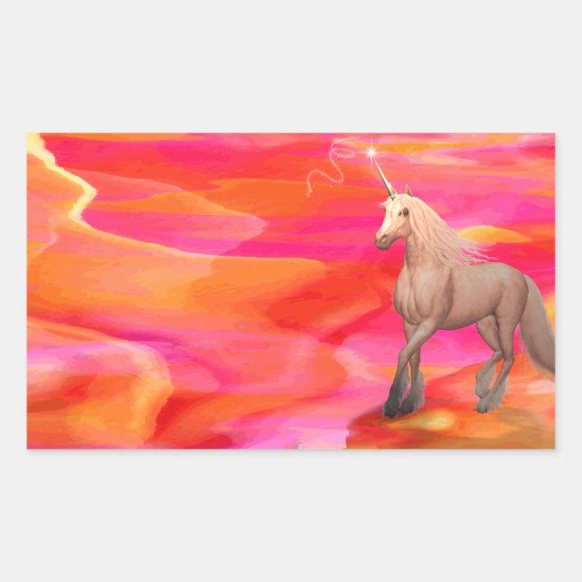 Unicorn in Painted Desert Rectangular Sticker (Front)