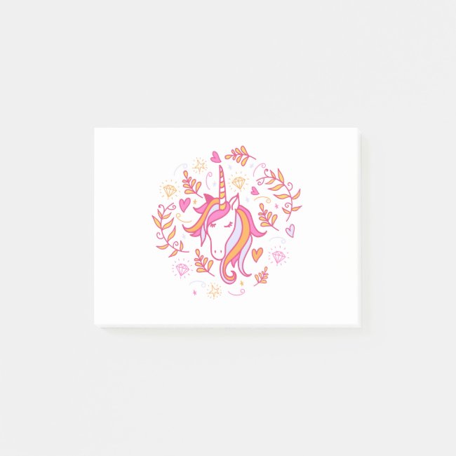Unicorn in Pink and Orange Post-it Notes