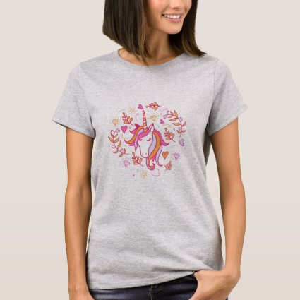 Unicorn in Pink and Orange T-Shirt