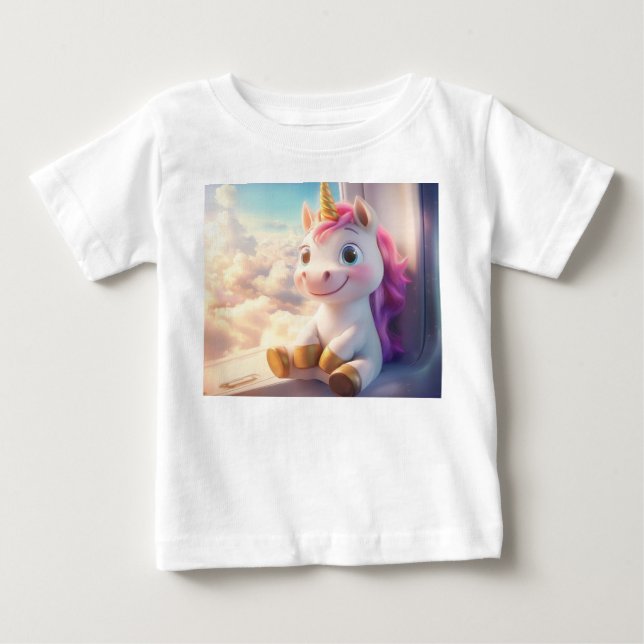 Unicorn in plane baby T-Shirt (Front)