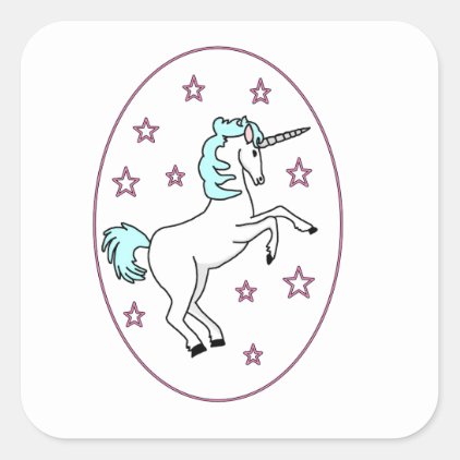 Unicorn In Purple Ring with Stars Sticker