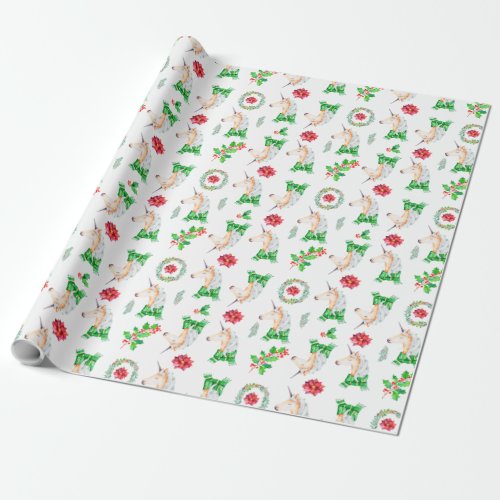 Unicorn in Scarf Christmas Wrapping Paper