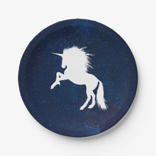 Unicorn in Space Galaxy Milkyway Stars Paper Plates