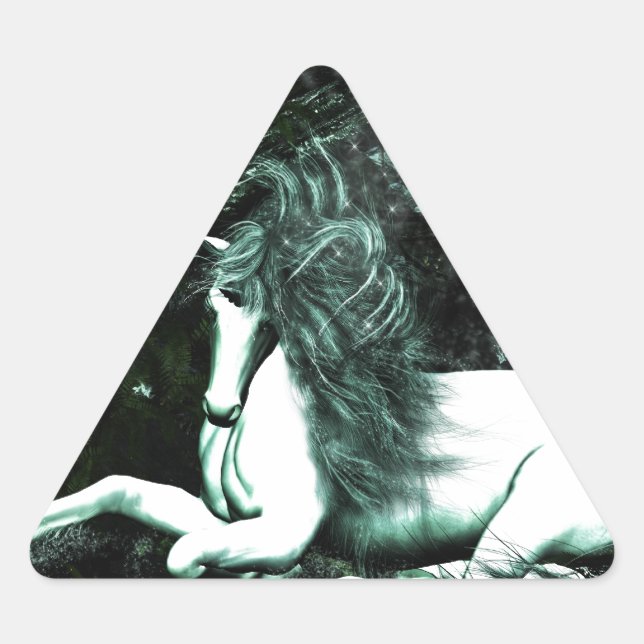 Unicorn in the Deep Woods Triangle Sticker (Front)