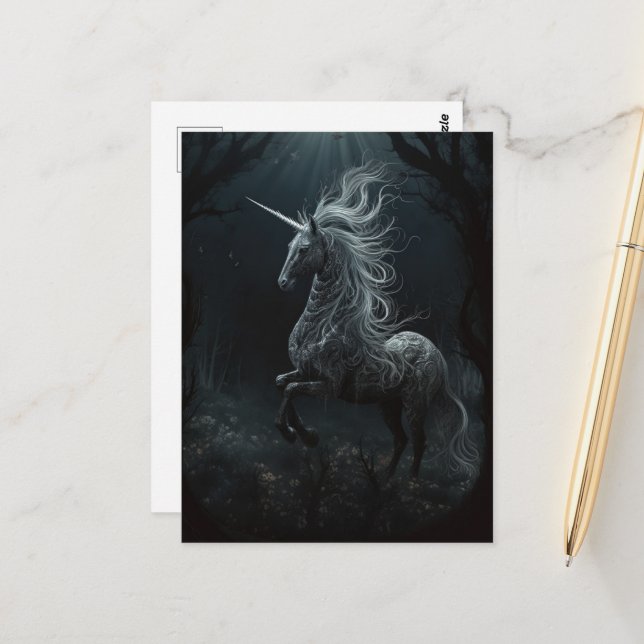 Unicorn in the Forest Postcard (Front/Back In Situ)
