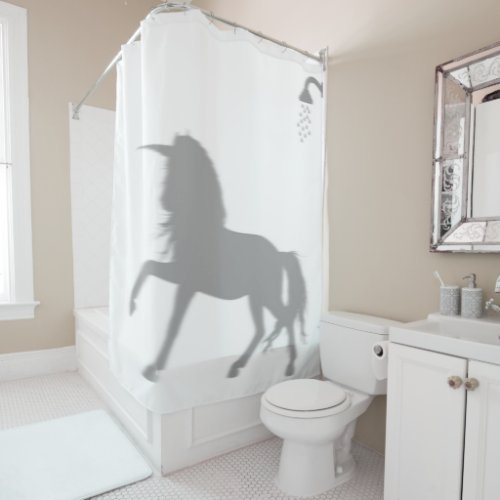 Unicorn In the Shower Fun Shadow Silhouette Shower Curtain