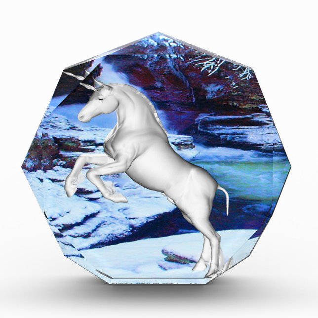 Unicorn in the Snow  Acrylic Award (Front)