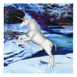 Unicorn in the Snow Acrylic Print