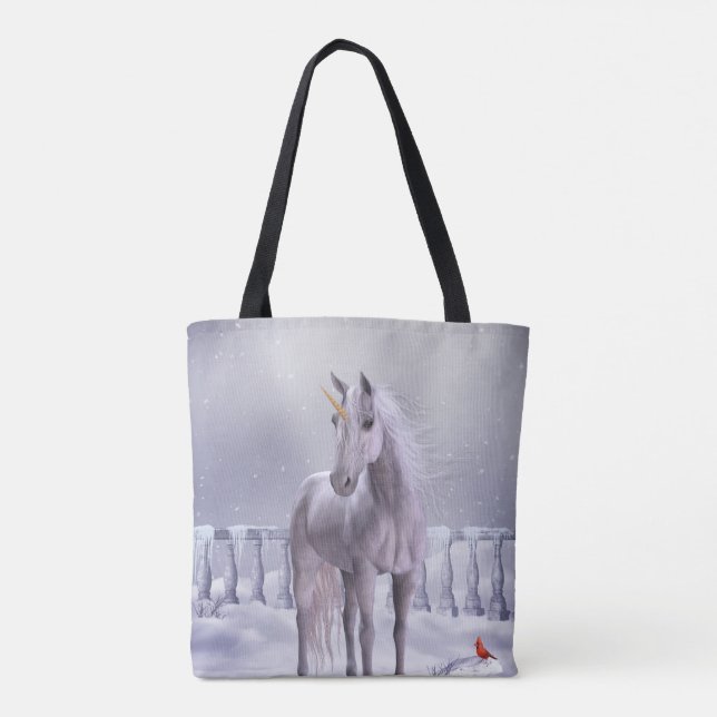 Unicorn in the Snow All-Over-Print Tote Bag (Back)