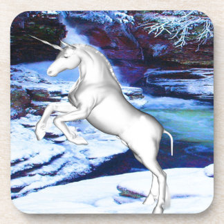 Unicorn in the Snow Beverage Coaster