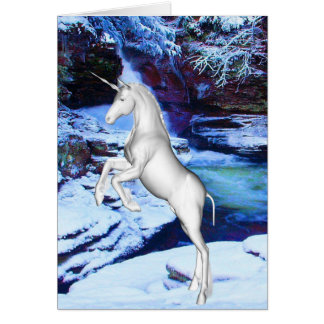 Unicorn in the Snow Birthday Card